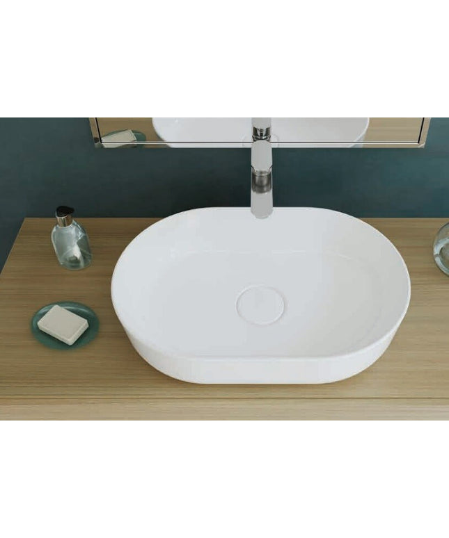 حوض فوق سطح افقي تايتن بدون فاتحة خلاط ابيض من سانيبيور