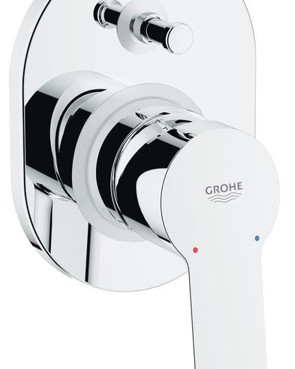 خلاط بانيو/دش دفن باو ايدج 29039000 بمحول اوتوماتيك بمقبض واحد وش وجسم الدفن ووش حائطى معدن اللون كروم من جروهى