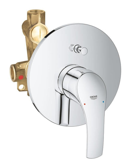 خلاط بانيو/دش دفن يوروسمارت بمحول اوتوماتيك بمقبض واحد وش وجسم 3330500 الدفن ووش حائطى معدن اللون كروم من جروهى