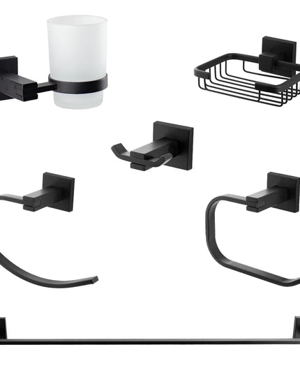 DR-7200-B طقم اكسسوارات حمام 6 قطع اللون أسود مط مستورد من دريم