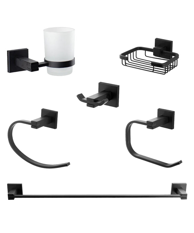 DR-7200-B طقم اكسسوارات حمام 6 قطع اللون أسود مط مستورد من دريم