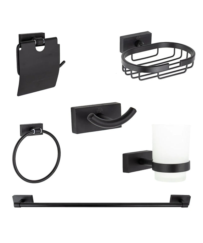 DR-4500-B طقم اكسسوارات حمام 6 قطع اللون أسود مط مستورد من دريم