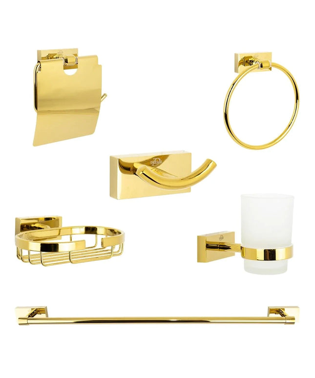 DR-4500-G طقم اكسسوارات حمام 6 قطع اللون ذهبي مستورد من دريم