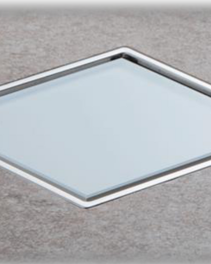 صفايه استانليس ستيل برقبة بلاستيك مقاس 15 * 15 زجاج أبيض فضي بيورا