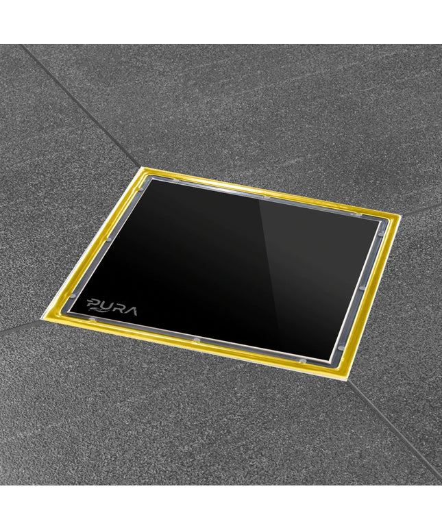 بيبة مقاس 15 × 15 بإرتفاع 10 سم بصافية داخلية مع امكانية تغير اللون بين الأسود و الذهبى بإطار ذهبى من بيورا