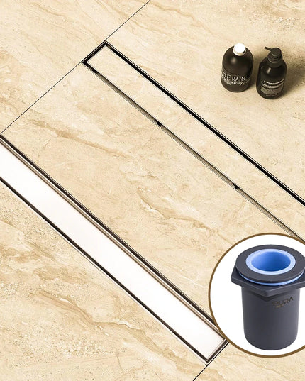 مجرى شاور / بيبة شاور مقاس 60 سم ستانليس ستيل بسُمك 1 مم بغطاء مفرغ للأستخدام مع نفس شكل البلاطة المستخدم بمجموعة الصرف DL-11-60 من بيورا