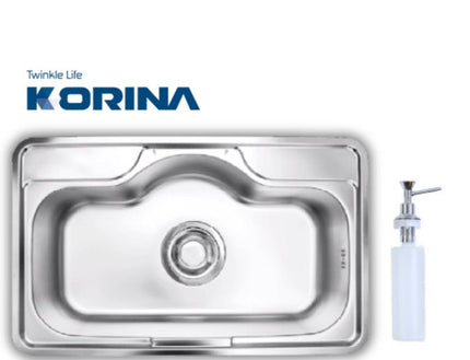 حوض-حله مقاس 85 × 52 × 20 سم شفه فلات سُمك 0.8 مم بالصرف 6 بوصة من كورينا