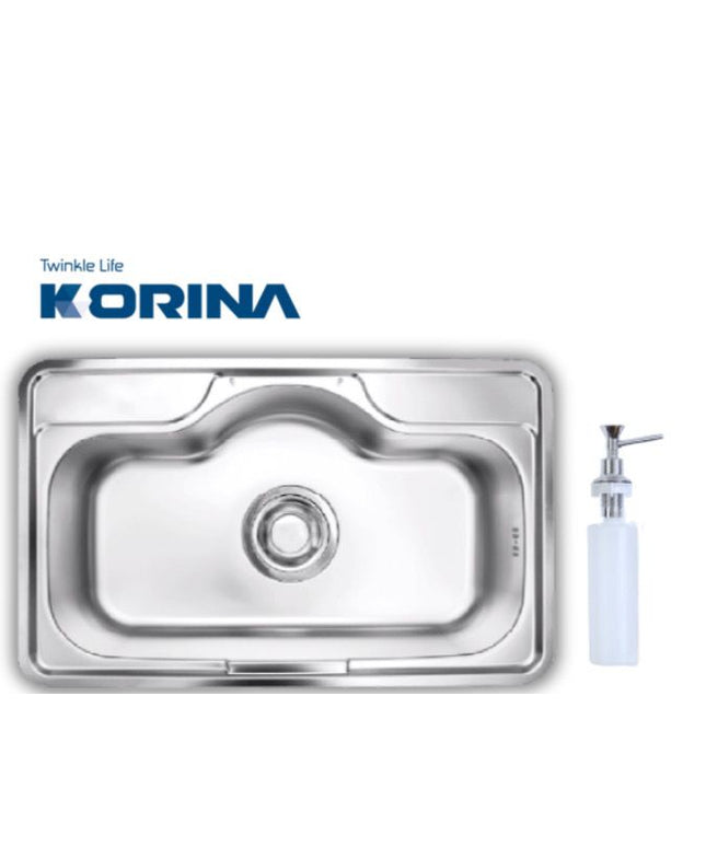 حوض-حله مقاس 85 × 52 × 20 سم شفه فلات سُمك 0.8 مم بالصرف 6 بوصة من كورينا