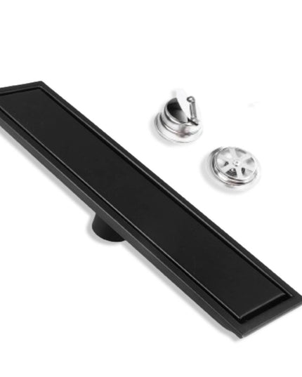 مجرى شاور / بيبة شاور مقاس 60 سم اسود بغطاء مفرغ للأستخدام مع نفس شكل البلاطة المستخدم بمجموعة الصرف من انفينيتي