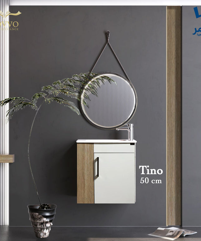 Dovvo وحدة خشب تينو ٥٠*٣٠ سم طحيني في ابيض بالحوض من دوفو