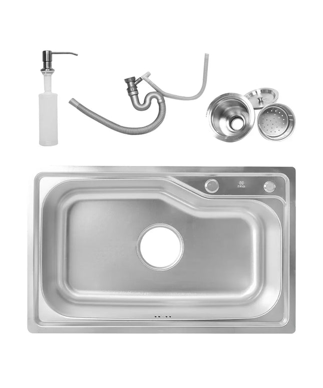 حله ستانلس ٧٢ سم * ٤٥ سم سمك ٠.٨ مم عمق ٢٤ سم شامل الصرف من سيفين ستيل