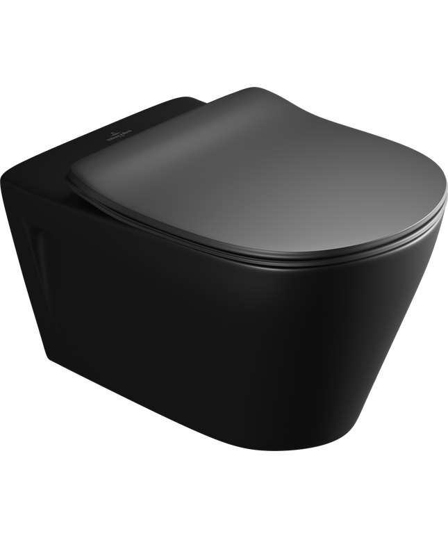Villeroy & Boch مرحاض معلق صاب واي ريمليس بالدش و السيديلي ذاتي الغلق اسود