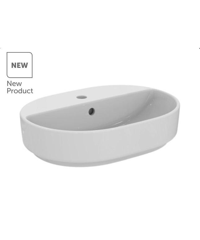 حوض اي لايف ٤٠*٥٥ سم بيضاوي بفتحة خلاط ابيض من ايديال ستاندرد