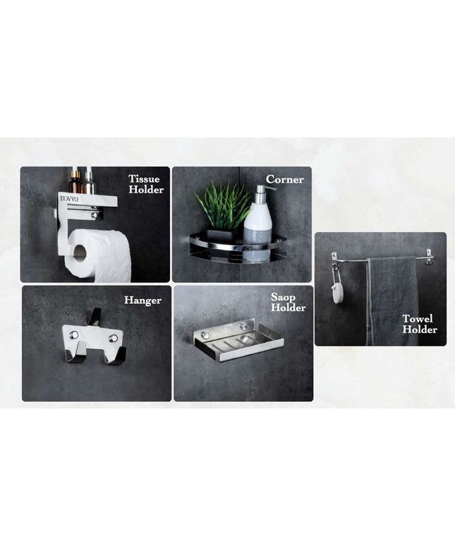 DOVVO طقم اكسسوار حمام ٥ قطع نيكل كروم من دوفو