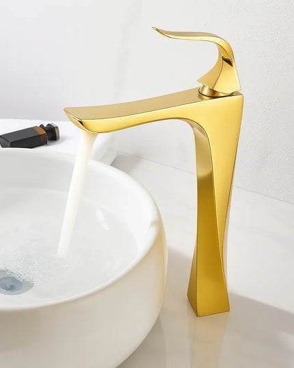 خلاط حوض عالي ديكور ذهبي لامع ٣١ سم استيراد