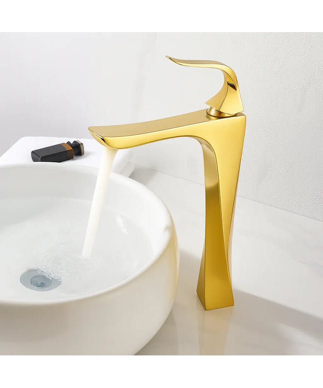 خلاط حوض عالي ديكور ذهبي لامع ٣١ سم استيراد