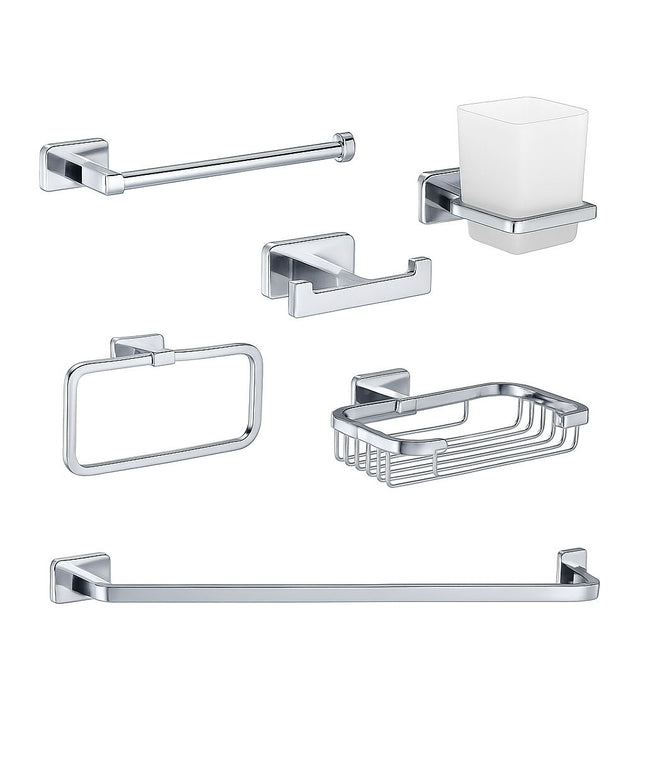 7700C طقم اكسسوار حمام ٦ قطع ستانلس سيلفر لامع من دريم