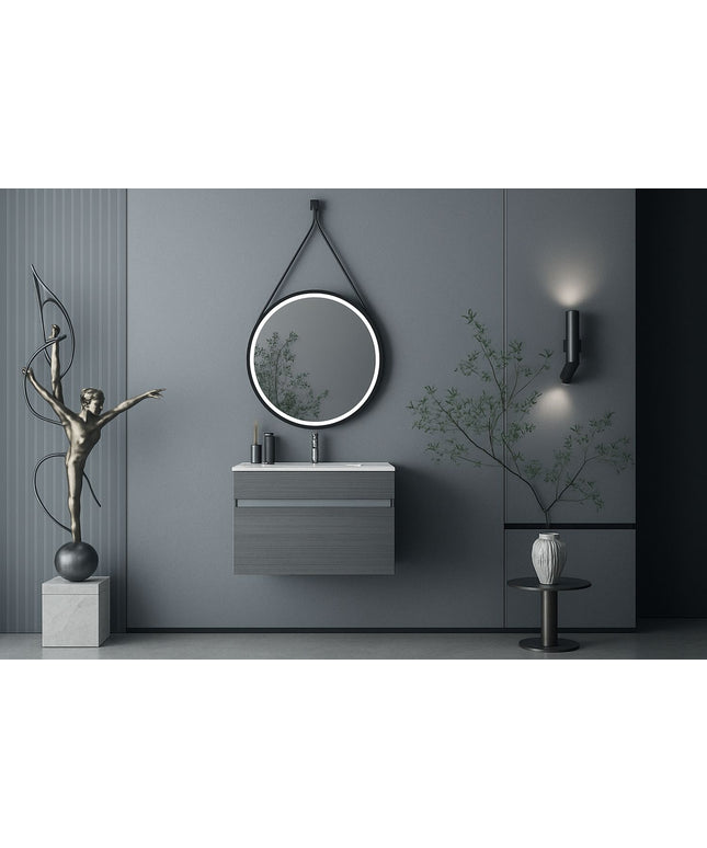 DOVVO وحدة بورديوم ٨٠*٥٠ سم رمادي 752 بالحوض الابيض من