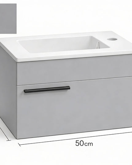 DOVVO وحدة حمام دوفو بورديوم رمادي لامع ٥٠*٣٠ سم بالحوض الابيض من