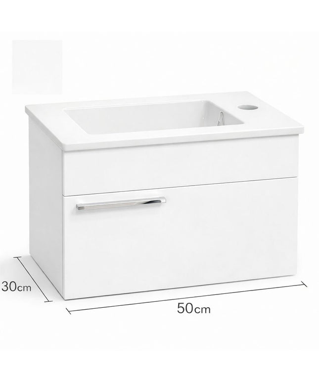 DOVVO وحدة حمام دوفو بورديوم ابيض ٥٠*٣٠ سم بالحوض الابيض من