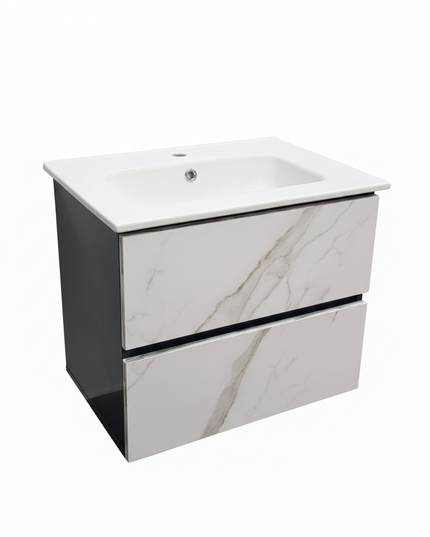 DOVVO وحدة دوفو بورديوم اسود ف ابيض مجزع رمادي ٨٠*٥٠ سم بالحوض الابيض من دوفو 104