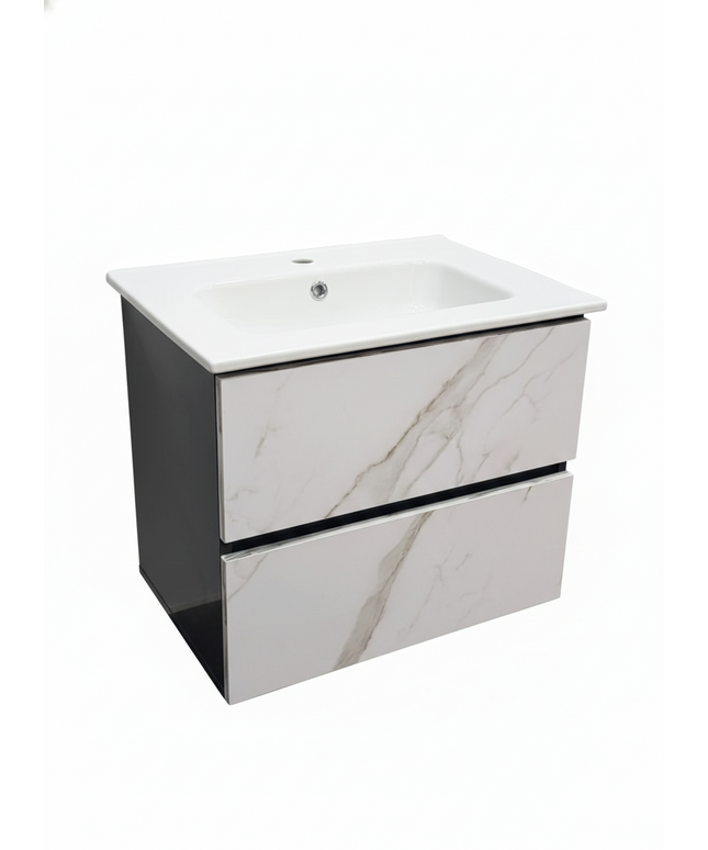 DOVVO وحدة دوفو بورديوم اسود ف ابيض مجزع رمادي ٨٠*٥٠ سم بالحوض الابيض من دوفو 104